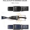 image:imageCHAOREN Reversible Belt Men 1 Piece  125 Leather Dress Belt  Trim to Fit for Elegant StyleNavyBlack Width 32mm