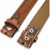 image:imageCHAOREN Western Belts for Men without Buckle  Cowboy Belt 15 Full Grain Leather Belt for Jeans  One Solid Piece LeatherFloral Brown