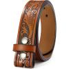 image:imageCHAOREN Western Belts for Men without Buckle  Cowboy Belt 15 Full Grain Leather Belt for Jeans  One Solid Piece LeatherFloral Brown