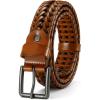 image:imageCHAOREN Leather Braided Belts for Men  1 18 Mens Casual Woven Leather Belt for Dress PantCognac