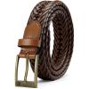 image:imageCHAOREN Leather Braided Belts for Men  1 18 Mens Casual Woven Leather Belt for Dress PantTan