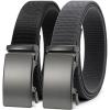 image:imageCHAOREN Mens Belt Stretchable  Elastic Golf Nylon Web Adjustable Belt  for Casual Wear2pcsmatted Gun  Black  Grey