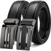 image:imageCHAOREN Mens Dress Belt Leather 2 Pack  Mens Ratchet Belt for Dress Shirt and Pants Every Occasion 32mmBlackBlack