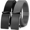 image:imageCHAOREN Ratchet Belts for Men 2 Pack  Casual Web Nylon Mens Belt 1 38  Automatic Adjustable Buckle Fit JeansBlack and GreyRatchet Buckle