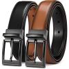 image:imageCHAOREN Reversible Belt Men 1 Piece  125 Leather Dress Belt  Trim to Fit for Elegant StyleBlackTan Width 32mm