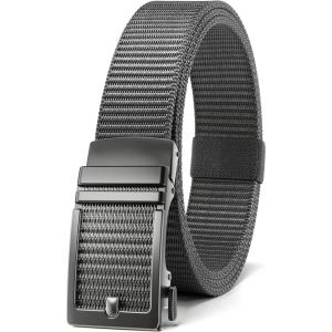image:imageCHAOREN Grey Ratchet Belts for Men  Casual Web Nylon Mens Belt 1 38  Adjustable and Durable for Jeans