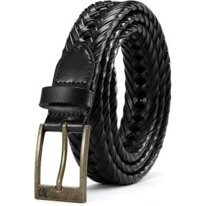 image:imageCHAOREN Leather Braided Belts for Men  1 18 Mens Casual Woven Leather Belt for Dress PantBlack