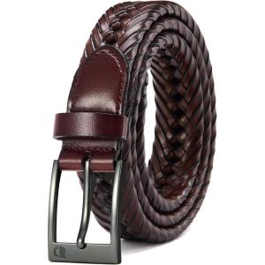 image:imageCHAOREN Leather Braided Belts for Men  1 18 Mens Casual Woven Leather Belt for Dress PantBrown