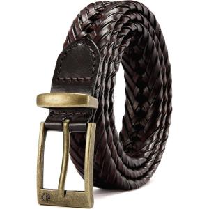 image:imageCHAOREN Leather Braided Belts for Men  1 18 Mens Casual Woven Leather Belt for Dress PantEspresso