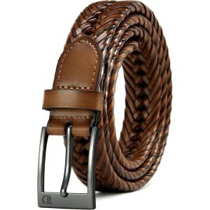 image:imageCHAOREN Leather Braided Belts for Men  1 18 Mens Casual Woven Leather Belt for Dress PantSaddle