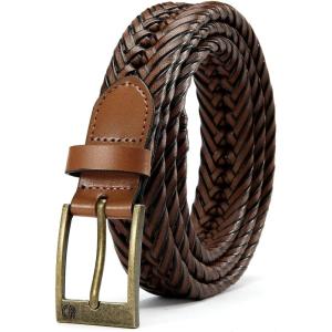image:imageCHAOREN Leather Braided Belts for Men  1 18 Mens Casual Woven Leather Belt for Dress PantTan
