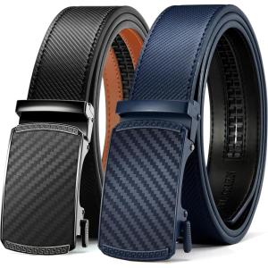 image:imageCHAOREN Leather Ratchet Belt Men 2 Pack  Customizable Fit Effortless Style 35mmBlackNavy