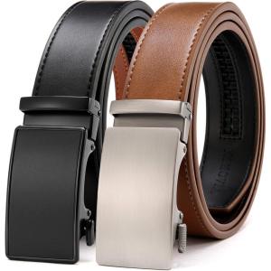 image:imageCHAOREN Leather Ratchet Belt Men 2 Pack  Customizable Fit Effortless Style 35mmBrownBlack Night