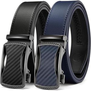 image:imageCHAOREN Leather Ratchet Belt Men 2 Pack  Customizable Fit Effortless Style 35mmCurved BlackCurved Navy