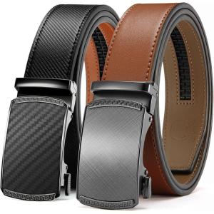 image:imageCHAOREN Leather Ratchet Belt Men 2 Pack  Customizable Fit Effortless Style 35mmImperial BlackTan