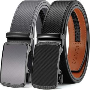 image:imageCHAOREN Leather Ratchet Belt Men 2 Pack  Customizable Fit Effortless Style 35mmImperial GreyBlack