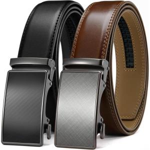 image:imageCHAOREN Leather Ratchet Belt Men 2 Pack  Customizable Fit Effortless Style 35mmWeaven BlackCognac