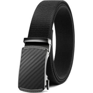 image:imageCHAOREN Mens Belt Stretchable  Elastic Golf Nylon Web Adjustable Belt  for Casual WearAcarbon Fiber ImperialBlack