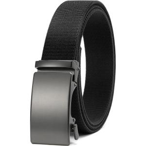 image:imageCHAOREN Mens Belt Stretchable  Elastic Golf Nylon Web Adjustable Belt  for Casual WearBmatted GunBlack