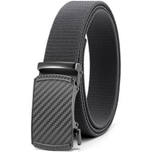image:imageCHAOREN Mens Belt Stretchable  Elastic Golf Nylon Web Adjustable Belt  for Casual WearCcarbon Fiber ImperialGrey