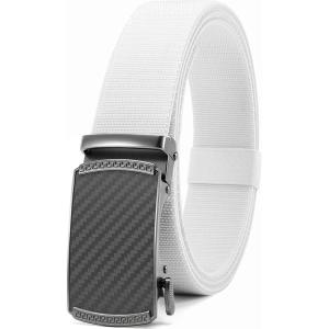 image:imageCHAOREN Mens Belt Stretchable  Elastic Golf Nylon Web Adjustable Belt  for Casual WearFcarbon Fiber ImperialWhite