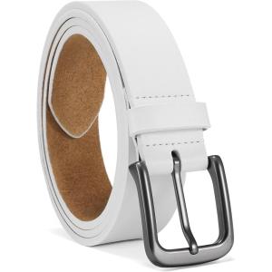 image:imageCHAOREN Mens Belts Leather  35mm Genuine Leather Belt for Jeans  Men Gift for Casual DressWhite