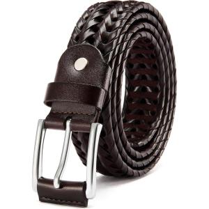 image:imageCHAOREN Mens Braided Leather Belt Casual Woven Leather Belt for Men 35mm Width for Dress Jeans GolfDark Brown