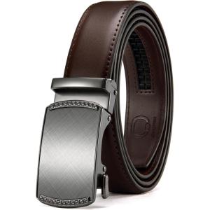 image:imageCHAOREN Mens Dress Belt  Mens Ratchet Belt Leather for Dress Pant  Micro Adjustable Belts Fit EverywhereCharcoal Depiction  Drak Brown