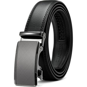 image:imageCHAOREN Mens Dress Belt  Mens Ratchet Belt Leather for Dress Pant  Micro Adjustable Belts Fit EverywhereRadiant Ore  Black