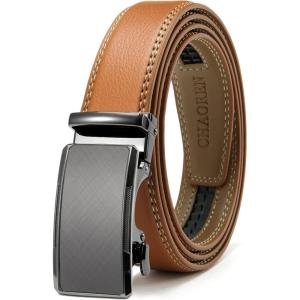 image:imageCHAOREN Mens Dress Belt  Mens Ratchet Belt Leather for Dress Pant  Micro Adjustable Belts Fit EverywhereRadiant Ore  Light Brown