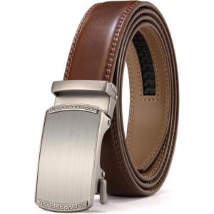 image:imageCHAOREN Mens Dress Belt  Mens Ratchet Belt Leather for Dress Pant  Micro Adjustable Belts Fit EverywhereSlash Basic  Brown
