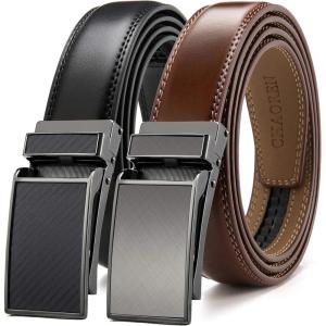 image:imageCHAOREN Mens Dress Belt Leather 2 Pack  Mens Ratchet Belt for Dress Shirt and Pants Every Occasion 32mmClassic BlackBrown