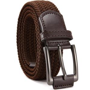 image:imageCHAOREN Mens Stretch Belt  1 38 Elastic Braided Golf Belt for Men  Stretchy Web Fit Summer Casual JeansGun Metal  Brown