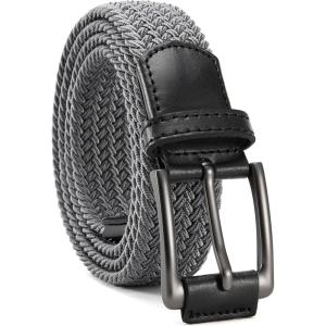 image:imageCHAOREN Mens Stretch Belt  1 38 Elastic Braided Golf Belt for Men  Stretchy Web Fit Summer Casual JeansGun Metal  Grey