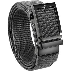 image:imageCHAOREN Nylon Ratchet Belts for Men  Casual Golf Web Belt Men 1 38  Automatic Adjustable Buckle Fit JeansNeutral Grey 35mm
