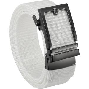 image:imageCHAOREN Nylon Ratchet Belts for Men  Casual Golf Web Belt Men 1 38  Automatic Adjustable Buckle Fit JeansWhite 35mm