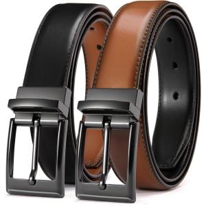 image:imageCHAOREN Reversible Belt Men 1 Piece  125 Leather Dress Belt  Trim to Fit for Elegant StyleBlackTan Width 32mm