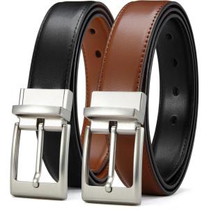 image:imageCHAOREN Reversible Belt Men 1 Piece  125 Leather Dress Belt  Trim to Fit for Elegant StyleBright SliverblackBrown Width 32mm