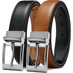 image:imageCHAOREN Reversible Belt Men 1 Piece  125 Leather Dress Belt  Trim to Fit for Elegant StyleLight BrownBlack