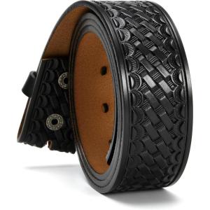 image:imageCHAOREN Western Belts for Men without Buckle  Cowboy Belt 15 Full Grain Leather Belt for Jeans  One Solid Piece LeatherInterwoven Black