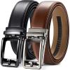 image:imageCHAOREN Click Belts for Men 2 Pack  Mens Ratchet Leather Belt 1 38 for Dress and Casual  Micro Adjustable Belt FitBlackCognac