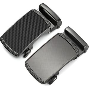 image:imageCHAOREN 40mm Ratchet Belt Buckle Only for 1 38 Slide Belt Strap Automatic Click Buckle AdjustableBlack  Light Silver