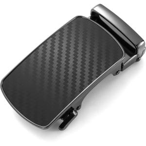 image:imageCHAOREN 40mm Ratchet Belt Buckle Only for 1 38 Slide Belt Strap Automatic Click Buckle AdjustableRounded Carbon Fiber Black