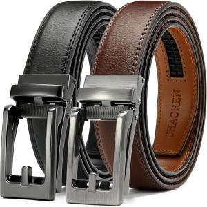 image:imageCHAOREN Click Belt for Men 2 Pack  Mens Dress Belt 1 14 in Packing Box  Design Belt Meet Almost Any Outfit and OccasionBlackBrown