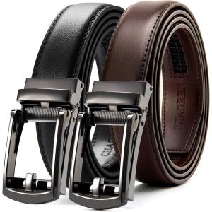 image:imageCHAOREN Click Belt for Men 2 Pack  Mens Dress Belt 1 14 in Packing Box  Design Belt Meet Almost Any Outfit and OccasionGunDark Brown