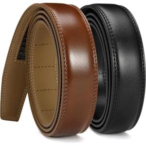image:imageCHAOREN Ratchet Belt Strap Only 1 14 Replacement Leather Belt for 32mm BuckleBrown  Black