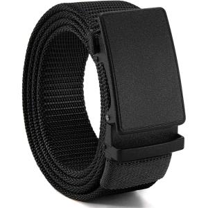 image:imageCHAOREN Nylon Ratchet Belts for Men  Adjustable Casual Work Belt with Slide Buckle  Trim to FitBlack 38mm