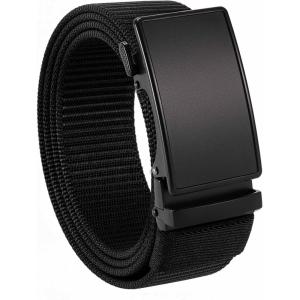 image:imageCHAOREN Nylon Ratchet Belts for Men  Adjustable Casual Work Belt with Slide Buckle  Trim to FitEssential MatteBlack 35mm