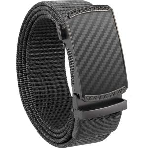 image:imageCHAOREN Nylon Ratchet Belts for Men  Adjustable Casual Work Belt with Slide Buckle  Trim to FitGrey 35mm