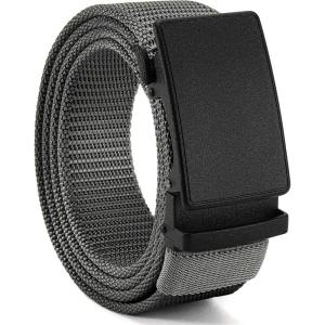 image:imageCHAOREN Nylon Ratchet Belts for Men  Adjustable Casual Work Belt with Slide Buckle  Trim to FitGrey 38mm